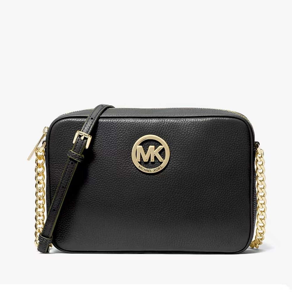 MICHAEL Michael Kors Fulton Large Camera Black Leather Crossbody Bag